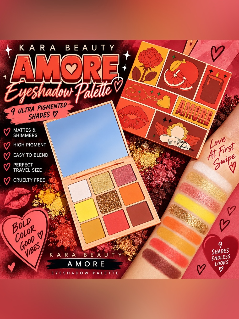 Kara Beauty Amore 9-Pan Eyeshadow Palette NEW